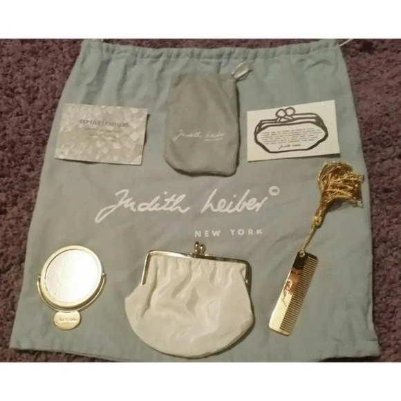 VTG Judith Leiber Snakeskin White Handbag with Pink Agate Grannycore Orig Box - Picture 11 of 12